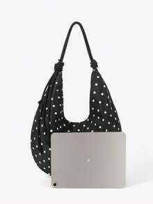 Viva Strut Damen Umhängetasche, Hobo Tasche, Polka Punkte, modisch, personalisiert, einfach, vielseitig, Straße, süß und cool Mädchen, heiße Mädchen, Y2K, Retro, Nieten, Vintage, Lässig, Teenager, Preppy Stil, Schule, Uni, für Date, Alltag, Einkaufen - Schwarz - Übersicht 5