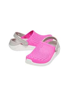 Crocs Literide Kids Clogs Pink White 205964 - Pink and Grey and White - View 4
