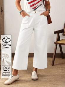 EMERY ROSE Plus Size Solid Color Minimalist Everyday Jeans - White - View 1