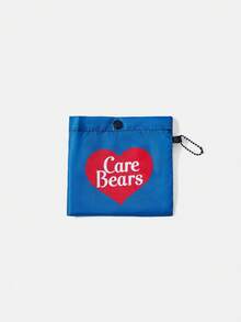 SHEIN X Care Bears 1件女款時尚休閒輕量大容量趣味圖案印花托特包，購物袋，便攜單肩包，卡片收納袋，適合購物旅行外出 - 深藍色 - 查看 6