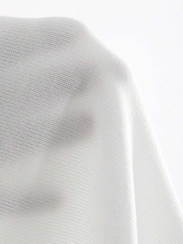Solid Color Off-Shoulder Short Sleeve Fitted Knit Top For Women