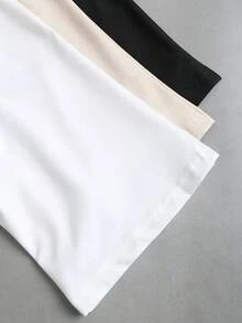 Sweetra 新款欧美性感露肩修身三件套，休闲百搭纯色T恤，适合春夏日常、通勤、约会穿着 - 彩色 - 查看 4