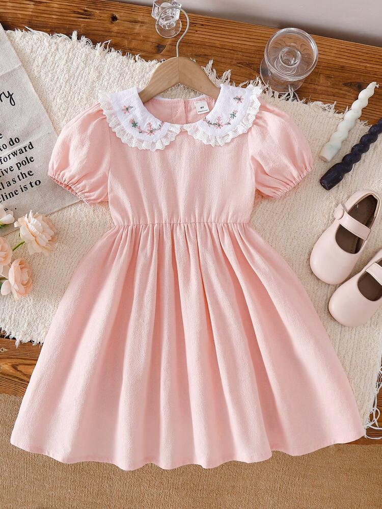 light pink peter pan collar dress Pink Striped Peter Pan Collar Dress