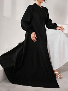 SHEIN Najma Áo Abaya dài tay dáng rộng, thoải mái dành cho nữ - màu đen - Xem 7