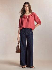 BizChic Solid Color Shirt, Vacation Style, Formal Business Commute, Dating, Daily Wear, Vacation, Office, Slimming, Elegant, Versatile, Summer, Autumn, Halloween, Back To School, Party, Birthday, Wedding Guest, Church, Special Occasion, Outing, Beach, Gathering, Social, Holiday, Shopping, Afternoon Tea, Travel, Minimalist - Apricot - View 6