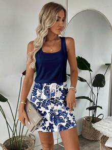 SHEIN LUNE Women's Casual Printed Short Dress, Suitable For Spring And Summer,Casual Dresses For Women - Multicolor - View 4