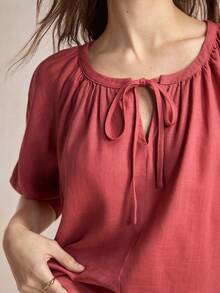 BizChic Solid Color Shirt, Vacation Style, Formal Business Commute, Dating, Daily Wear, Vacation, Office, Slimming, Elegant, Versatile, Summer, Autumn, Halloween, Back To School, Party, Birthday, Wedding Guest, Church, Special Occasion, Outing, Beach, Gathering, Social, Holiday, Shopping, Afternoon Tea, Travel, Minimalist - Apricot - View 3