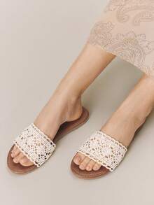 Styleloop Sandalias de plataforma con cuña de cuerda tejida para mujer, estilo de vacaciones BOHO Chic Retro del Oeste americano, zapatos de fiesta del festival de música con suela gruesa - Jacquard beige - Ver 7