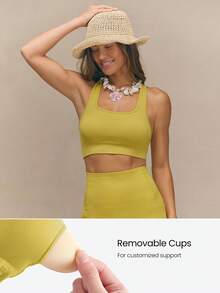 GLOWMODE Seamless Wild Racerback Sports Bra Gym  Spring Summer - Mustard Yellow - View 2