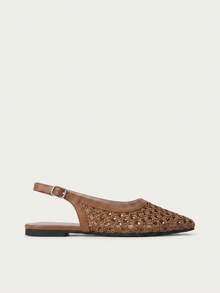 Nöista Brown Woven Cross-Strap Sandals, Designed With Delicate Mesh Tops And Adjustable Straps, Breathable And Comfortable, Retro Style For Spring Outings And Summer Banquet Occasions - Khaki - View 3