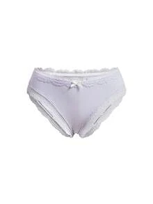 Ocili 5条/包 时尚秋季休闲基础款纯色柔软100%棉蕾丝边低腰女士三角裤 - 彩色 - 查看 14