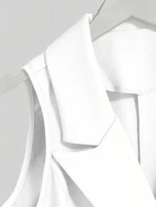 GlowEve CURVE Áo vest công sở cỡ lớn, thanh lịch, màu trơn, thắt eo - trắng - Xem 3