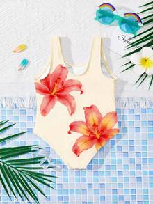 SHEIN 适合夏季的少女休闲简约连体泳衣 - 彩色 - 查看 2