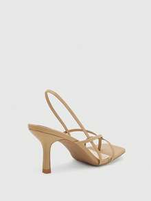 Glitzique Giày sandal cao gót nữ, giày mùa hè mới, hở mũi, gót mảnh, thanh lịch, thời trang, dép xỏ ngón. - Màu Khaki - Xem 9