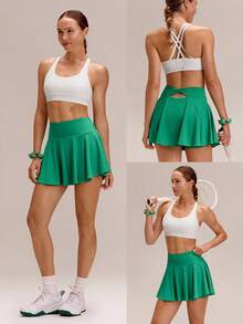 GLOWMODE Váy tennis mini FeatherFit™-Air CourtTwist thấm hút mồ hôi, nhanh khô, chống nắng UPF50+, gấu váy cong, có quần short bên trong, túi hai bên và túi lưới đựng bóng tennis, thích hợp mặc hàng ngày khi chơi golf hoặc tennis. - màu xanh lá - Xem 8