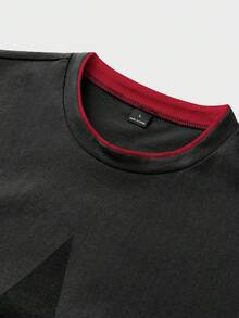 SWAVVY Camiseta de manga larga con estampado para hombre - Rojo - Ver 3