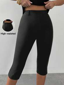 Firerie Quần legging nữ màu đen trơn thanh lịch, cạp cao, chất liệu dệt kim ôm sát, dài đến mắt cá chân, kiểu dáng thời trang đa năng. - Màu xám đen - Xem 4