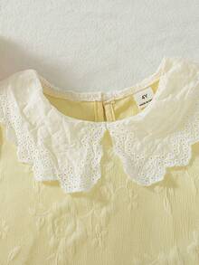 Souflis Souflis Young Girl Elegant Colorblock Jacquard Sleeveless Dress, Summer - Yellow - View 5