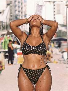 Swim SXY Conjunto de bikini de lunares para mujer de talla grande, estilo sexy europeo y americano - Multicolor - Ver 5