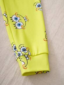 SpongeBob SquarePants | SHEIN 男童短袖上衣和修身长裤家居服套装 - 黃色 - 查看 7