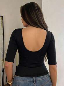 Dazy Plus Solid Color Stretchy Tight-Fitting Black Cropped Camisole For Spring And Summer - Black - View 4