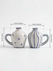 Cirelle 1个双面手绘花瓶，桌面装饰花瓶，陶瓷小花瓶，插花器具，适用于家居、卧室、阳台、客厅装饰，适合作为圣诞节、万圣节、新年礼物 - 陶瓷花瓶 - 查看 3