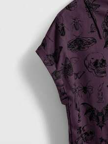 ROMWE Goth Women's All-Over Print Casual Versatile Daily Wear Shirt - Purple - View 5
