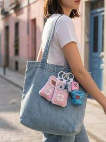 POKOJA LAND 1pc Aesthetic Retro Music Player & Character Plush Charm – Chic Precision Printed Details – Atmospheric Y2K Accessory For Bags – Sentimental Gift For Modern Creatives - Multicolor - View 7