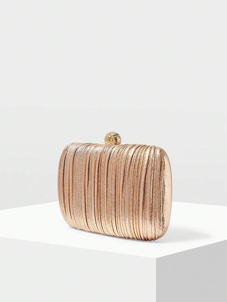 WOMEN'S CHAMPAGNE GOLD PLEATED EVENING CLUTCHTREADY BRIDE BAG, PERFECT FOR PARTY,WEDDING, PROM,DINNER/BANQUET, MATCHING WITH WEDDING DRESS, FORMAL DRESSES, PROM DRESS, BIRTHDAY DRESS, PARTY DRESS, VALENTINES