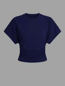 Airaco 2pcs Summer Casual Solid Color Batwing Sleeve T-Shirts - Multicolor - View 3