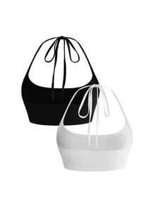 ROMWE Y2K Bộ áo tank top nữ gợi cảm, đa năng, đính đá và chữ cái. - Nhiều màu - Xem 2