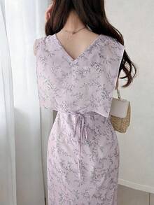 FRIFUL Đầm dài in hoa thanh lịch dành cho nữ, thích hợp cho mùa hè. - Hồng - Xem 2