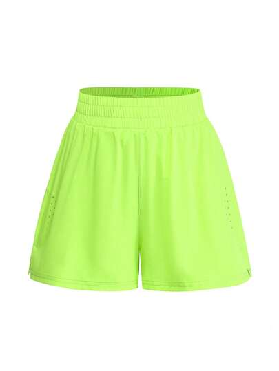 CourtClass Casual Versatile Neon Yellow Pocket Shorts, Slim Fit & Flattering