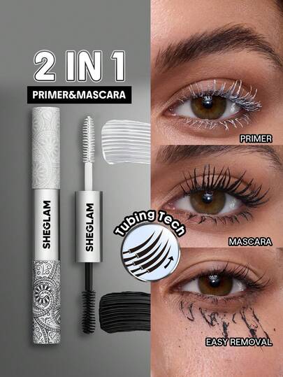 SHEGLAM All-In-One Primer & Tubing Volume Mascara-Tubing Black Brand Beauty Makeup Face Paint Cosmetic For Women Girls Perfect For Spring Summer Ideal For Y2K Fancy Fashion Suitable For Birthday Mother'S Day Gift Rave Party Ready Best Color