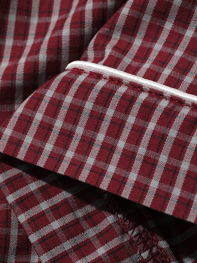 Plaid Loose Shorts Women's Sleepwear Bottom For Summer