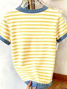 SHEIN 女款 T-shirt 女款街頭風上衣 街頭風格 圖案短袖 T-shirt 可愛夏季上衣 - 綠色 - 查看 2