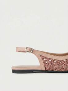Nöista Pink Woven Cross-Strapped Sandals, Designed With Exquisite Mesh Fabric And Adjustable Buckles, Breathable And Comfortable, Retro Style Is Suitable For Spring Outings And Summer Banquets - Pink - View 5