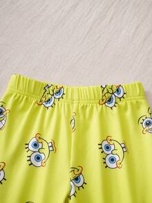SpongeBob SquarePants | SHEIN 男童短袖上衣和修身长裤家居服套装 - 黃色 - 查看 6