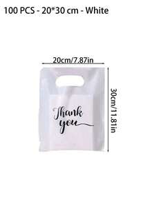100pcs Elegant "Thank You" Gift Tote Bags - Black & Gold Cursive Lettering Reusable Plastic Shopping Bags, Flat Paper Bags, Plastic Carrier Bags, Wedding Party Birthday Gift Packaging Bags, Jewelry & Cosmetics Storage Totes. Perfect For Retail Stores, Boutiques, Parties, Corporate Events, Birthdays, Holiday Packaging, Christmas & Valentine's Day. - multicolor - View 3