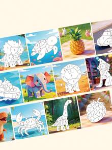 POKOJA LAND Kids 3D Geometric Sticker Puzzle Book, Number Matching Art Collage Activity Toy, Early Educational Fine Motor Skill Craft, Repositionable Paper Sticker Book For Toddlers 36M+ - Multicolor - View 9