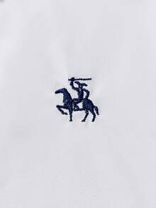 Courvante 男士休闲 Polo 衫套装，图案条纹刺绣白色上衣搭配蓝色条纹短裤，纽扣设计，两件套 - 人造丝材质，柔软垂坠，适合高尔夫和网球运动，前襟带抽绳和口袋，商务通勤，父亲节送给父亲和男友的礼物 - 白色 - 查看 8