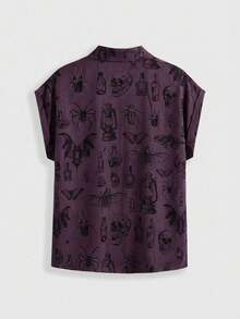 ROMWE Goth Women's All-Over Print Casual Versatile Daily Wear Shirt - Purple - View 2