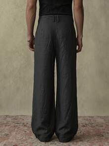 SWAVVY Men's Casual Versatile Commuting Loose Solid Color Pants - Black - View 2