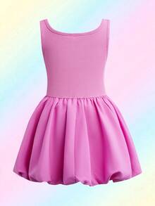 THE POWERPUFF GIRLS X SHEIN Sweet & Cute Ribbed Tank Dress For Young Girls - Pink - View 2