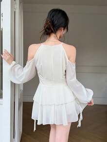 Celisse Váy đơn giản đi làm của phụ nữ - Màu be - Xem 2