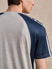 Courvante Vintage Sporty Chic Men's Casual Colorblock Short Sleeve T-Shirt Tennis, Knit Fabric Stripe, Letter, Summer Tops White Graphic Outfits Gift Training - Multicolor - View 8