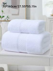 1pc/2PC (Khăn tắm + Khăn giặt), Thiết kế sọc, Độ dày, Thấm hút, Mềm mại, Thân thiện với làn da, Khăn mặt và Khăn tắm trong nhà - trắng - Xem 10