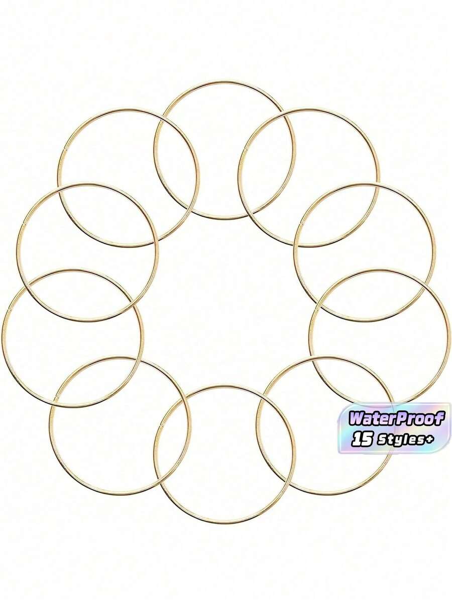 10/15pcs 2/3/4 Inch Metal Rings For Craft Gold Silvery Hoops Floral Macrame Hoops Rings Dream Catcher Rings For DIY Crafts Macrame Dream Catcher Supplies (Gold,Silvery), Valentine Day, Gift - Gold - View 1