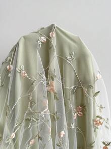 Soleia Vestido verde vintage con bordados y volantes en las mangas, cintura elástica, para mujer talla grande. Vestido casual de verano adecuado para volver al colegio, almuerzos lindos, despedida de soltera - Verde - Ver 8