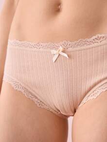 Bonmuse 7pcs/Set Celana Dalam Wanita Katun Elastis Romantis dengan Hiasan Pita, Pakaian Dalam Seksi - MultiWarna - View 8